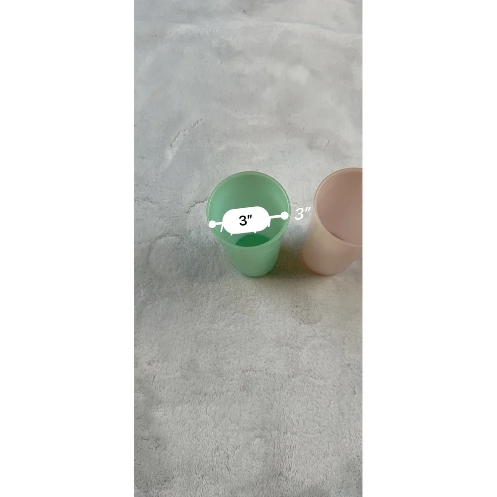 Tupperware Set of 2 Frosted Tumblers‎ Cups Green Pink 5 Inch Tall
